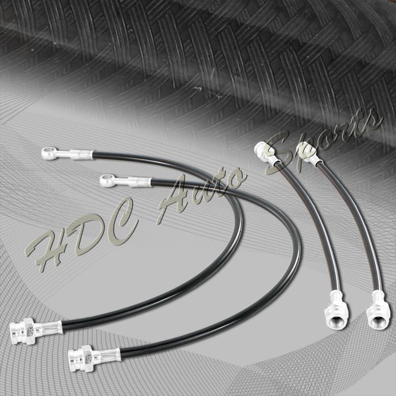 86-91 mazda rx-7 fc3s s4-s5 front+rear stainless steel brake line hose kit black