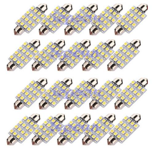 20x car auto interior festoon dome 16 smd led light white read lamp bulb 42mm al