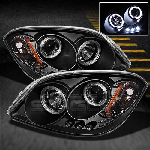 05-10 cobalt/pursuit/g5 dual halo led projector headlights lights front black