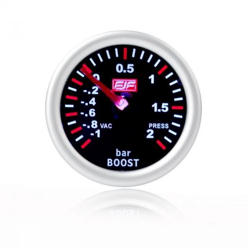 -1~2 bar boost car smoke boost gauges meters new 2&#034; 52mm silver tinted shell