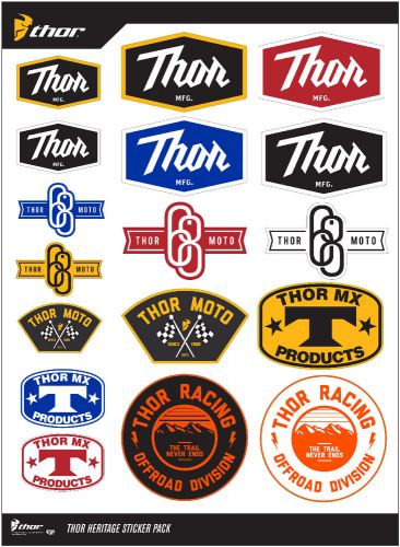 Thor multi-color decal sheet heritage dirt bike sticker/decal mx atv gear 2015