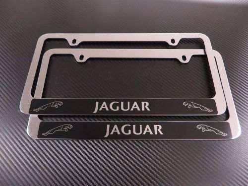 2 brand new jaguar chromed metal license plate frame +screw caps