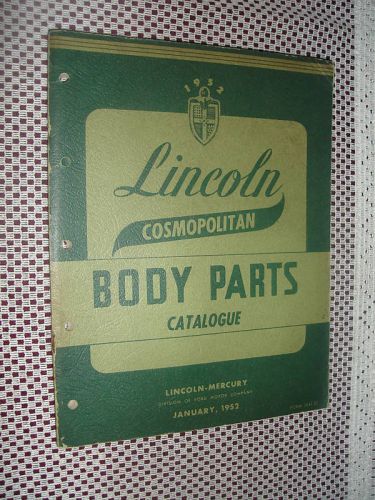 1952 lincoln parts catalog original rare book cosmopol