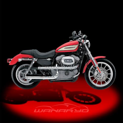 Three-shield x pipes by paul yaffe,chrome for 2004-2013 harley sportster