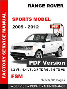 Land rover range rover sport 2005 - 2012 factory service manual + wiring diagram