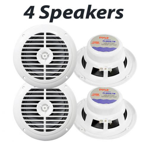 4 new pyle 6-1/2&#039;&#039; dual cone marine boat yacht waterproof speaker system package