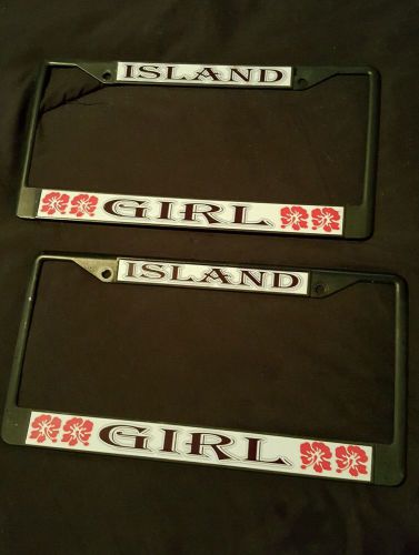 Island girl license plate covers - black metal frame (set of 2)