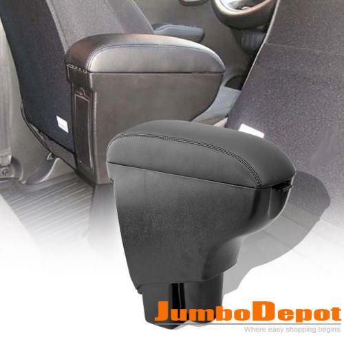 Leather center console stronge box armrest for 02-08 honda fit/jazz carbon black