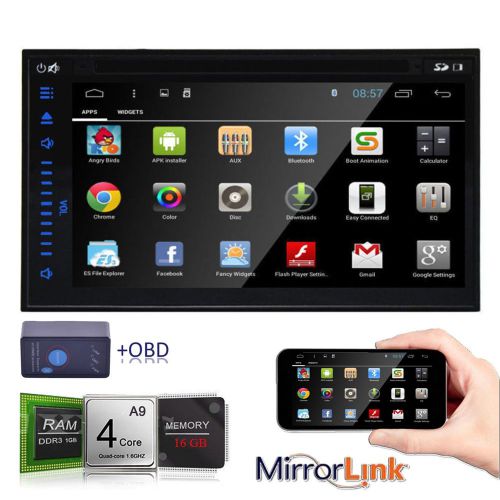 Quad core+obd2+mirror link android 4.4 car dvd player gps radio 3g wifi ipod usb