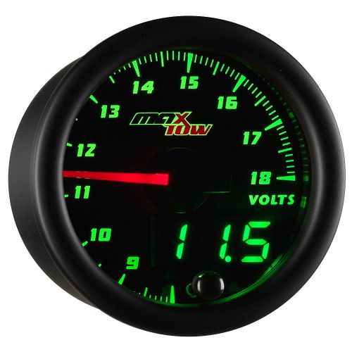 52mm maxtow led electrical voltmeter gauge 8 - 18 volts w. dual readout displays