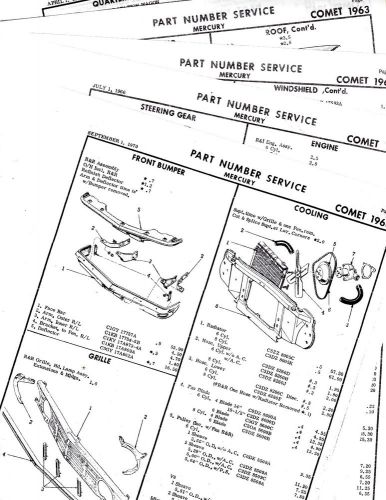 1963 mercury comet sedan hardtop convertible body part list number crash sheets!