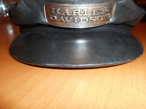 Men&#039;s vintage harley-davidson black leather captain&#039;s aviator hat/cap 7&#034; - 7 1/8