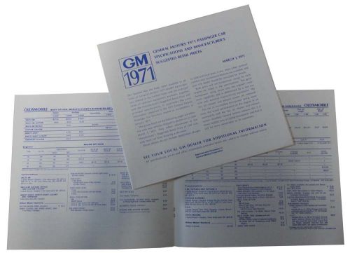 1971 buick (gm) new vehicle retail price booklet