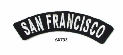 San francisco white on black small rocker iron on patches for biker vest jacket