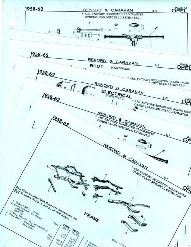 1958 1959 1960-1962 opel rekord caravan body part frame original crash sheets mf