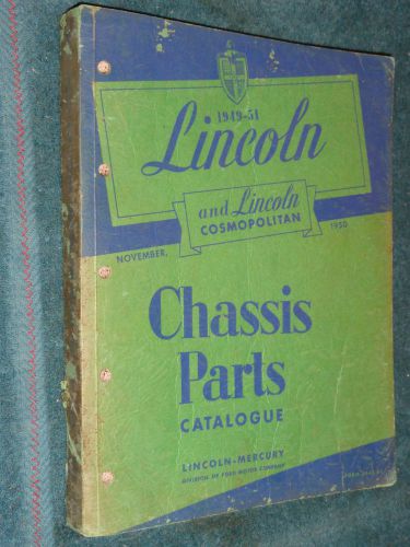 1949-1951 lincoln chassis parts catalog original book printed november 1950