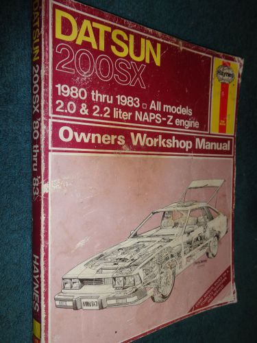 1980-1983 datsun 200sx shop manual / hayne&#039;s repair book 1981 1982+