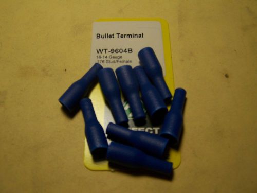 Electrical terminal - bullet/snap terminals 16-14 ga .176 stud, female, blue 9pc