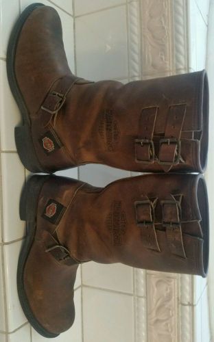 *genuine harley davidson motorcycles brown leather buckel riding boots size 12 d