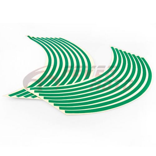 16x green reflective 16&#034;-18&#034; wheel rim stripe decal tape sticker for honda fm