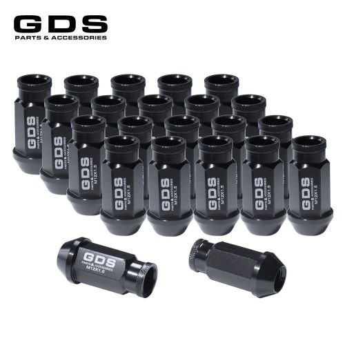 Gds 20pcs black 50mm extended tuner wheel lug nuts 12x1.5 for honda acura toyota