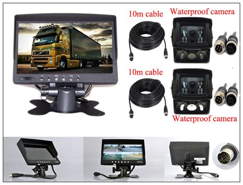 4pin 24v car reversing camera kit 7&#034; tft lcd monitor + 2x ir ccd backup cameras