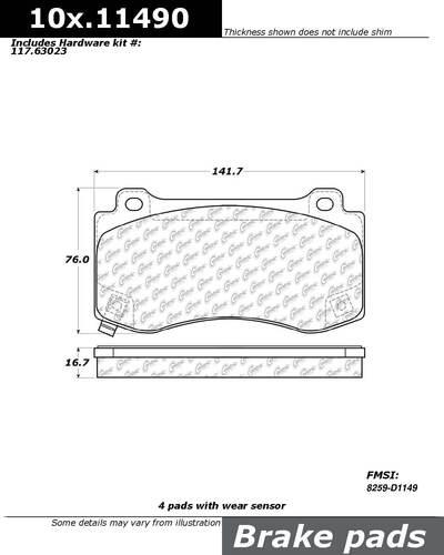 Centric 104.11490 brake pad or shoe, front