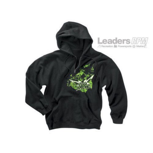 Arctic cat new oem team arctic race zip hoodie, 2xl, black w/ green, 5219-268