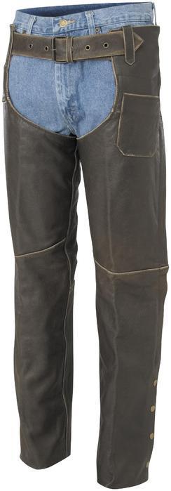 River road drifter leather motorcycle chaps distressed sm/small