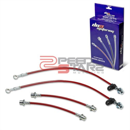 Corolla e110/e120 red pvc coat stainless hose brake lines/cable front+rear drum