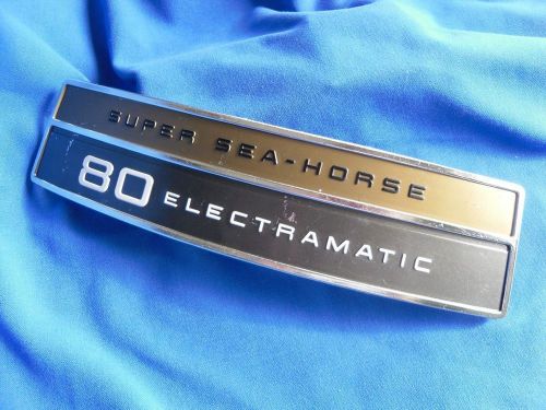 1967 johnson outboard motor sure sea-horse 80 electramatic rear emblem new orig