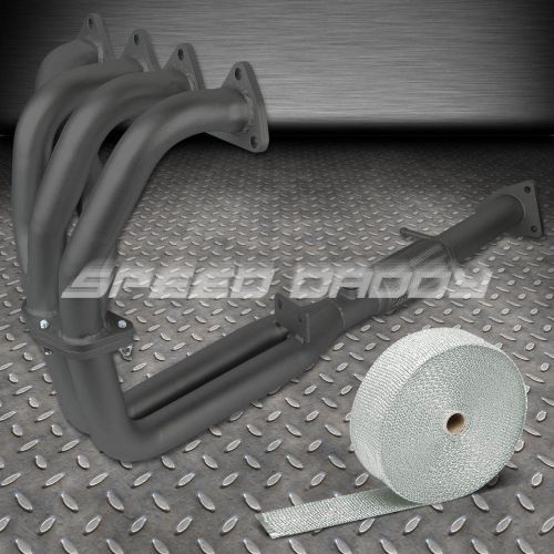 For 92-96 honda prelude h22 dohc stainless black coated header+white heat wrap