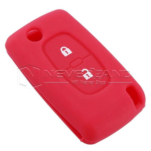 Red for peugeot 307 407 207 107 silicone remote key case cover fob 2 button