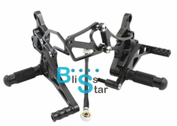 Black cnc adjustable rear sets rearsets fit kawasaki zx-10r 2004-2005 k005