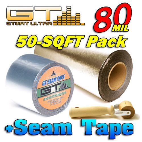 Gtmat ultra 80mil 50sqft bulk pack car audio sound deadener + seam tape + roller