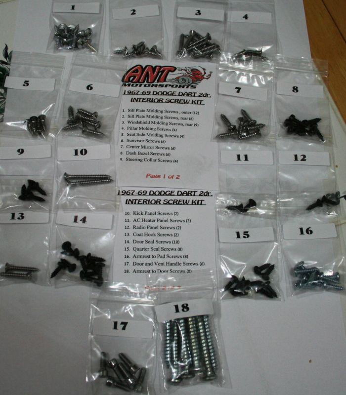 1969 dodge dart 2 door hardtop interior screw kit