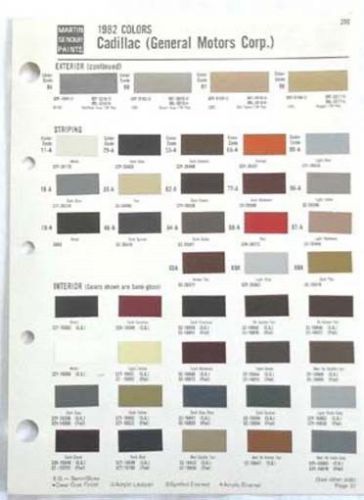 1982 cadillac martin senour   color paint chip chart all models original