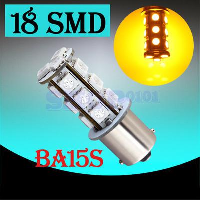 1156 ba15s 18 smd 5050 amber / yellow tail brake turn fog 18 led car light bulb