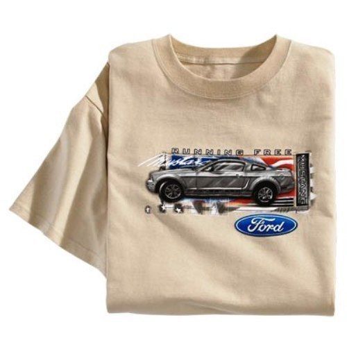 New ford mustang running free size m l xl or xxl beige shirt red white blue!