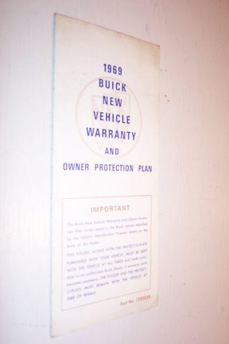 1969 buick new vehicle warranty folder 