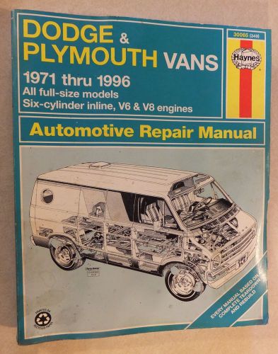 Dodge &amp; plymouth vans 1971 to 1996 haynes automotive repair manual 30065