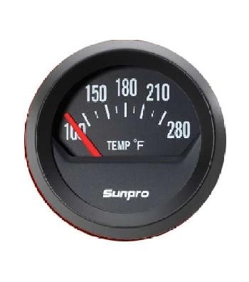 2" electrical water / oil temperature gauge black, black bezel new sunpro cp8211