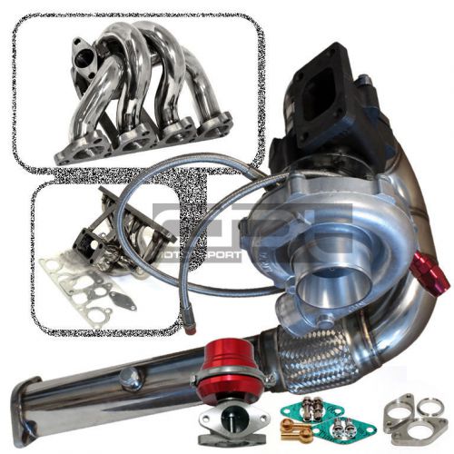 T3/t4 a/r.63 turbo charger+honda d15/d16 steel manifold+downpipe+wastegate kit