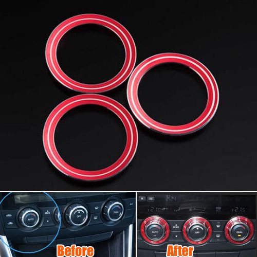 For 6 atenza cx-5 console auto ac control switch knob cover trim 3pcs red alloy