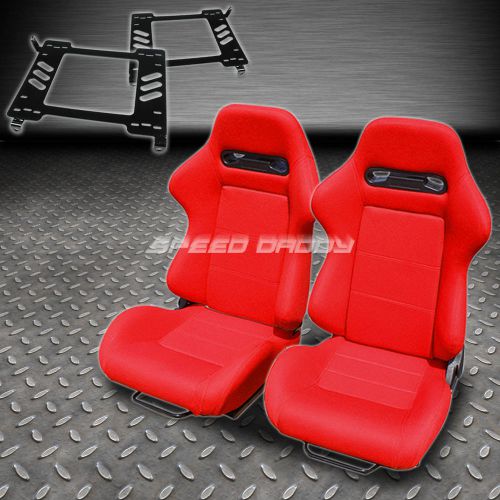 Pair type-r red cloth reclining racing seat+bracket for 90-99 toyota mr2 sw20