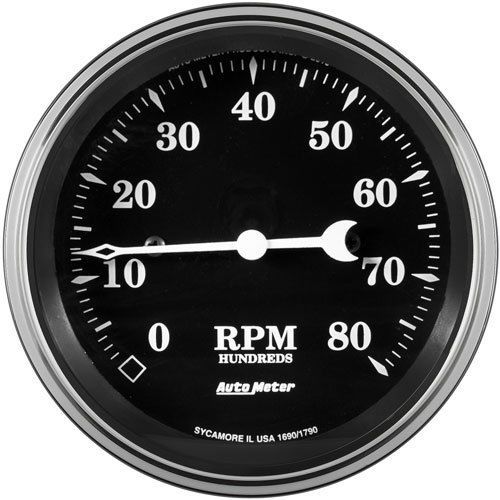 Auto meter 1790 old tyme black tachometer 3-3/8&#039;&#039; electrical  8,000 rpm