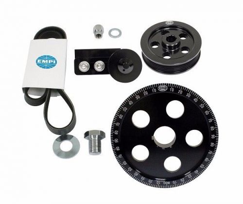 Air-cooled vw high performance serpentine belt pulley kit, anodized black