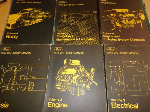 1973 ford / lincoln / mercury shop manuals / books 6 orig. pcs mustang cougar+