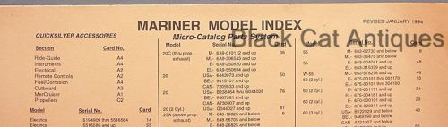 Original mariner model index - micro-card parts system chart january 1994