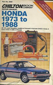 Chilton&#039;s honda accord cvcc civic crx prelude 1973-1988 repair manual 6980